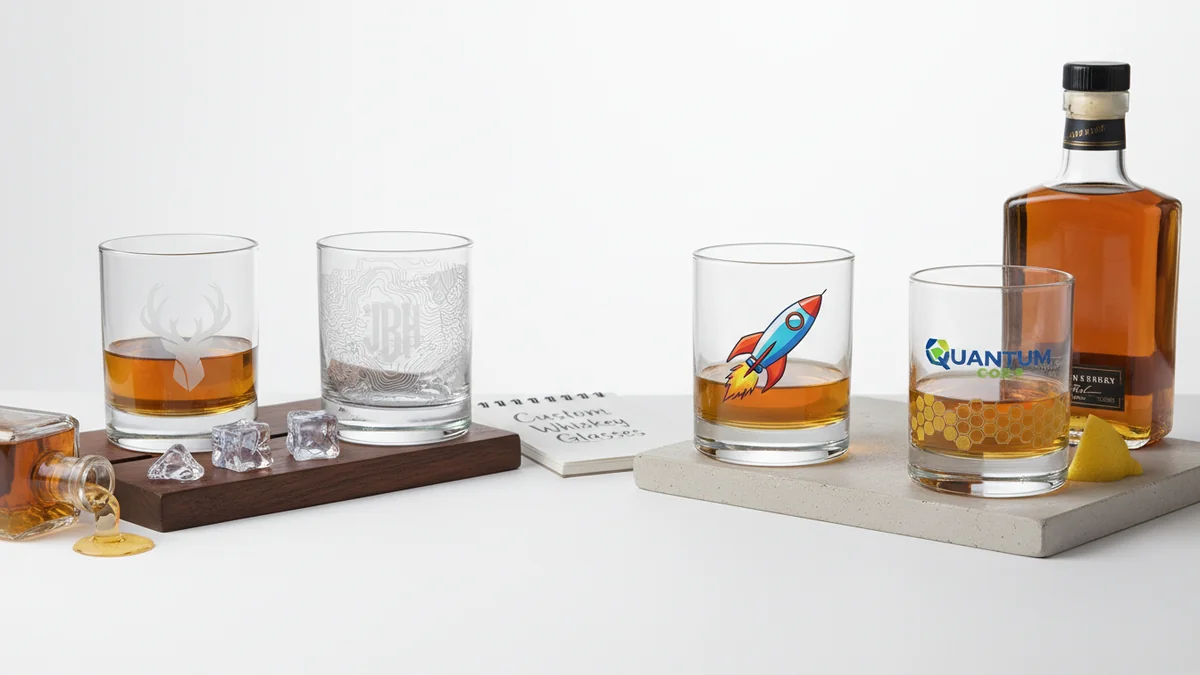 Custom Whiskey Glasses: Engraved and Printed Options Compared