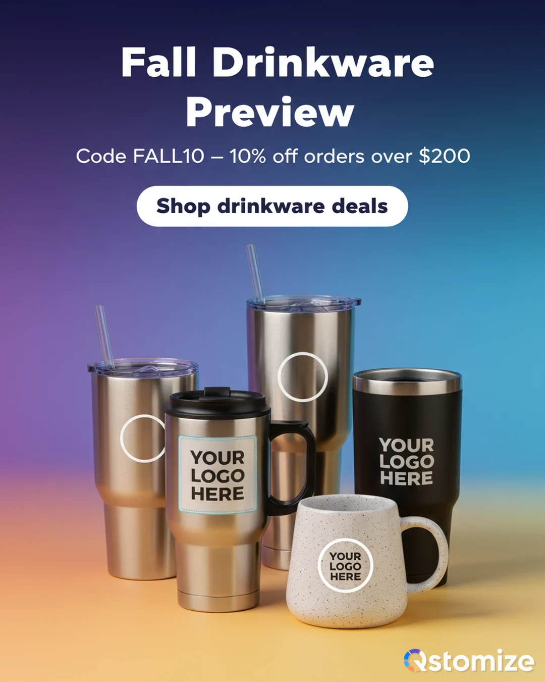 Fall preview sale β 10% off custom drinkware