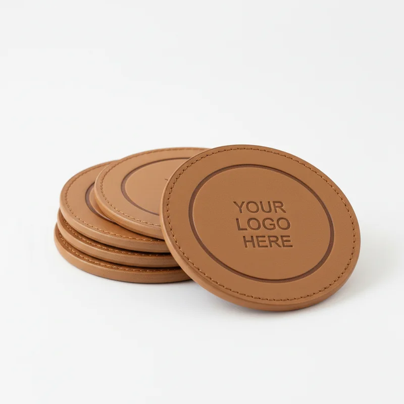 Glacier Camp 4-Pack Leather Coasters Elite