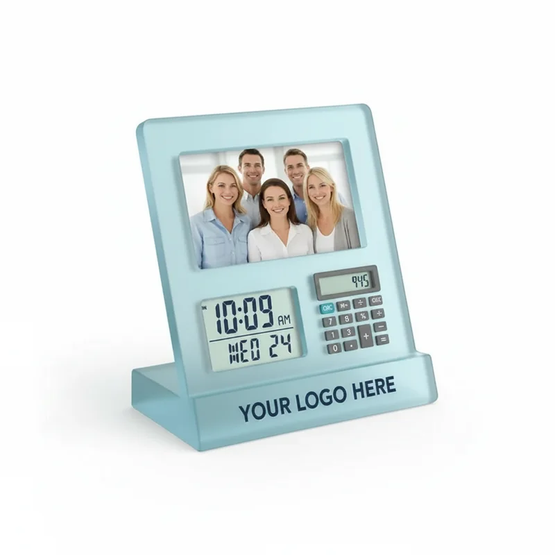 Glacier Frost Picture Frame with Clock and Calculator 2