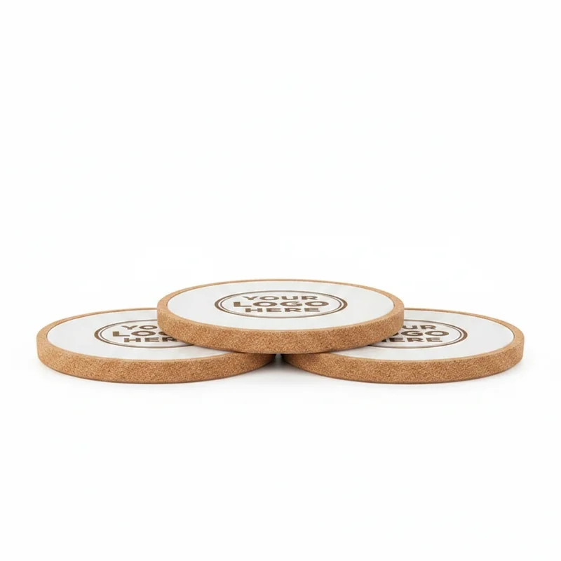 Glacier Frost Round Cork Coasters Pro 3