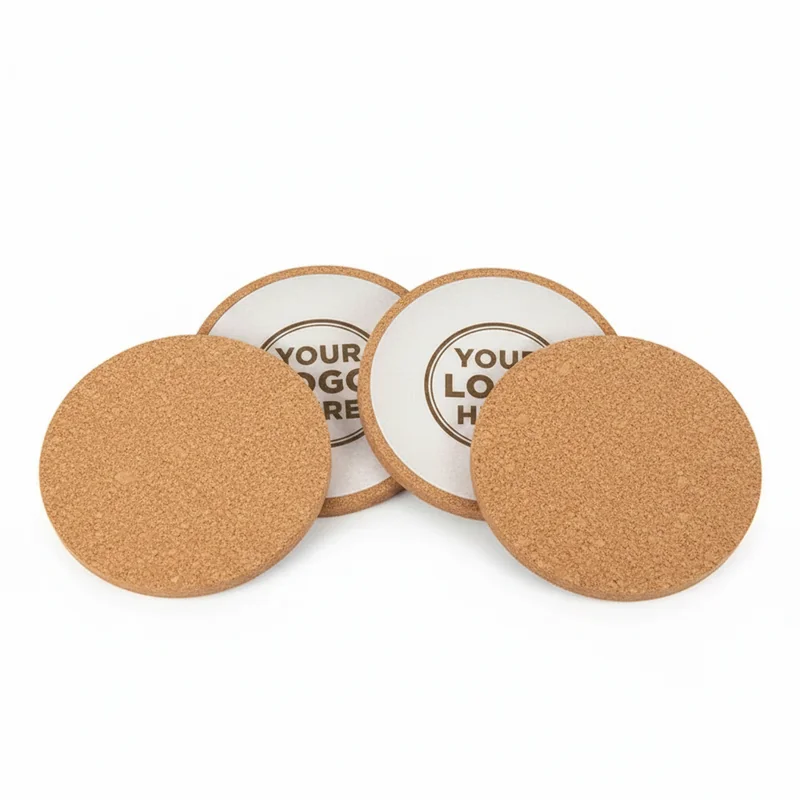 Glacier Frost Round Cork Coasters Pro 4