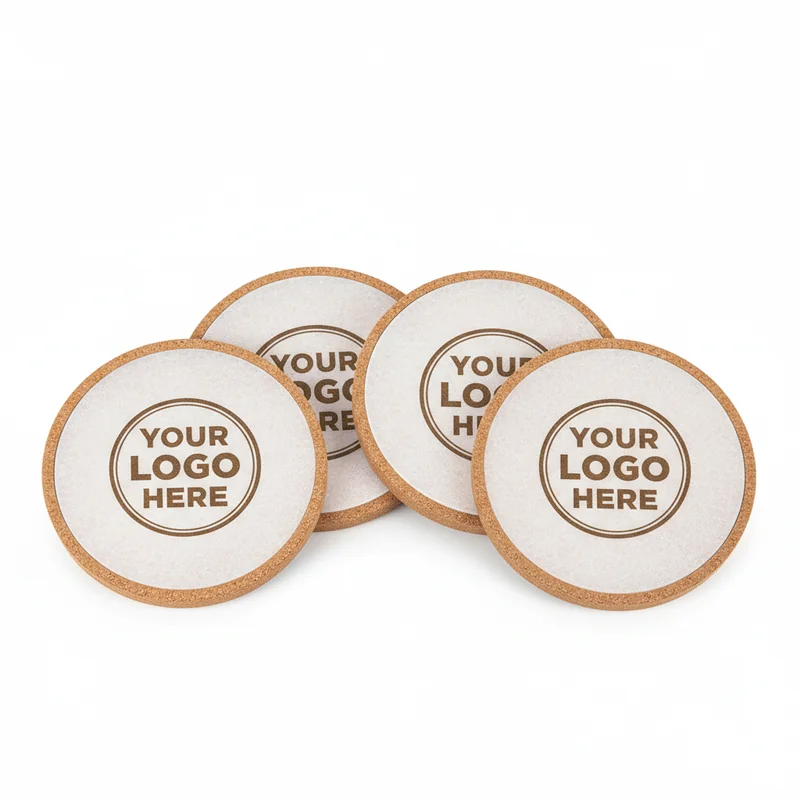 Glacier Frost Round Cork Coasters Pro