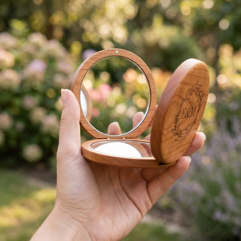 Specchietto da Tasca in Legno Massello Personalizzato 2