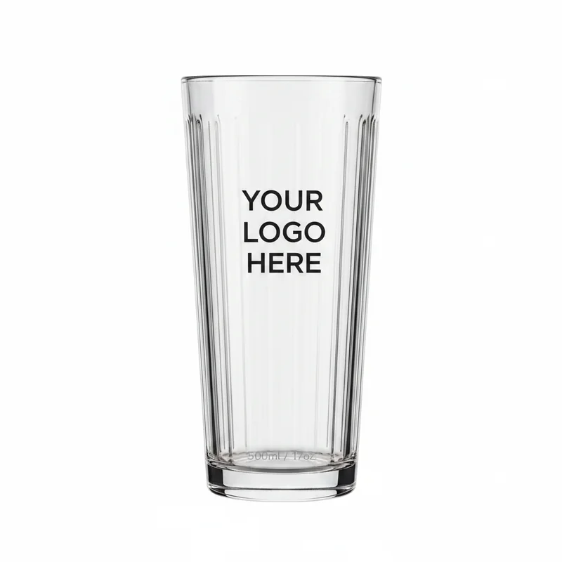 Striped Highball Glass with Straw 17oz